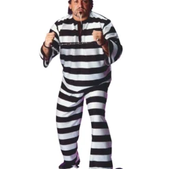 Plus Size Convict Man Costume For Adult