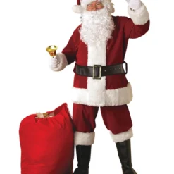 Extra Large Crimson Regency Plush Santa Suit Costume For Adult