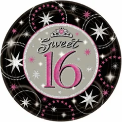 Sweet 16 Sparkle Prismatic Dinner Plates (8 Count)