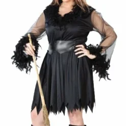 Sexy Feather Witch Adult Plus Costume