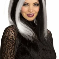 Sinister Stripes White/Black Adult Wig