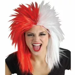 Red And White Sports Fanatic Wig