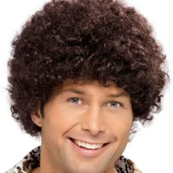 1970's Disco Dude Short Brown Afro Adult
