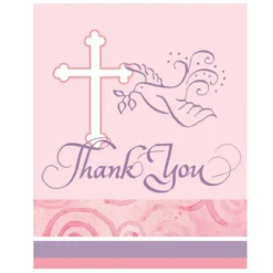 Faithful Dove Pink Thank You Cards (8 Count)