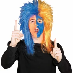 Sports Fanatic Wig - Blue & Orange