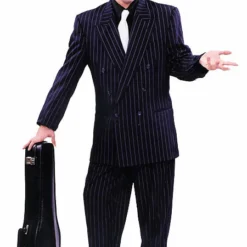Black Zoot Suit W/ White Pin Stripe Adult Costume: Size 50